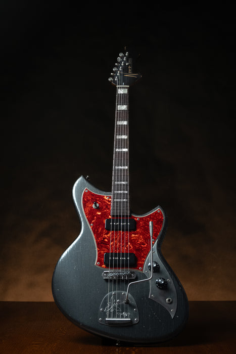 Novo Guitars Serus J Electric Guitar - Charcoal Frost  - 4-Ply Tortoise Shell - Light Distress- Block Inlays