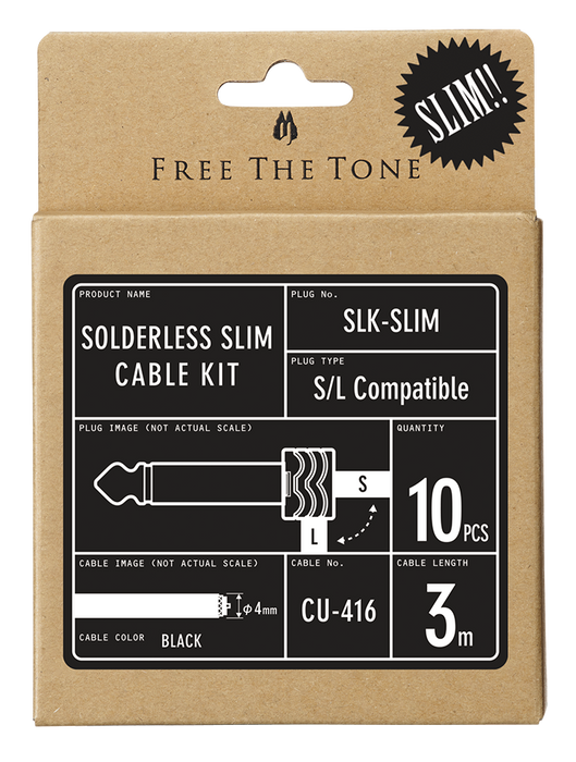 Free the Tone Solderless Cable Kit SL-SLIM (10 x Plugs - 3m Cable)
