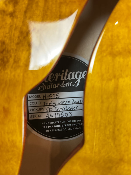 Heritage H-535 Dirty Lemon Burst Electric Guitar