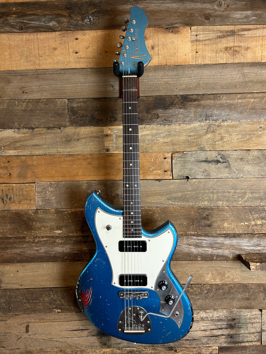 Novo Guitars Serus J Electric Guitar - Lake Placid Blue Over 64 Sunburst - Light Distress