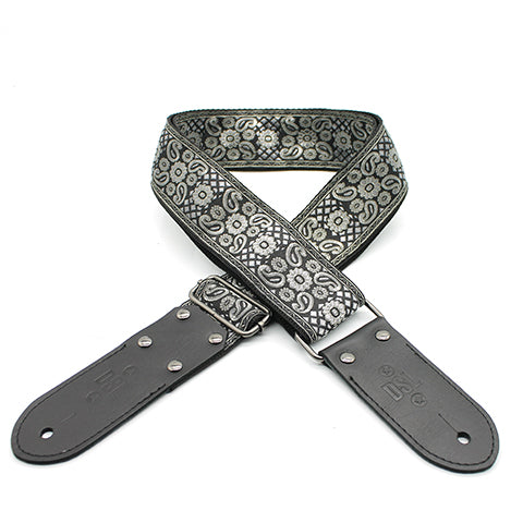 DSL Jacquard Guitar Strap - PAISLEY SILVER