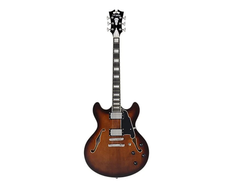 D'Angelico Premier Mini DC Semi-Hollow Guitar (Brown Burst)