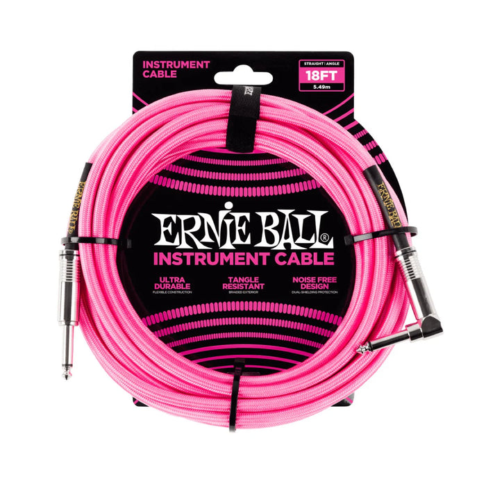 Ernie Ball 18ft Braided ST/RA- Pink
