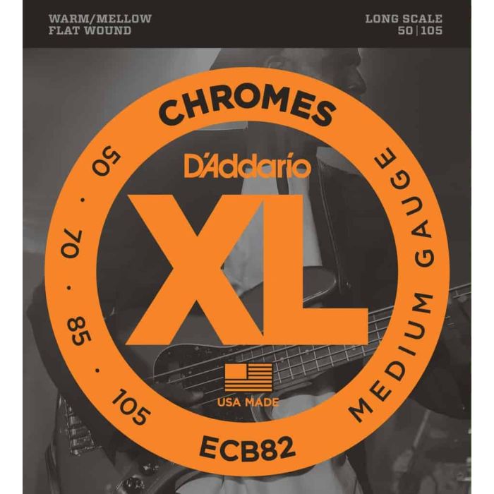 D'Addario ECB82 Chromes, 50-105. Flatwound long scale Bass strings