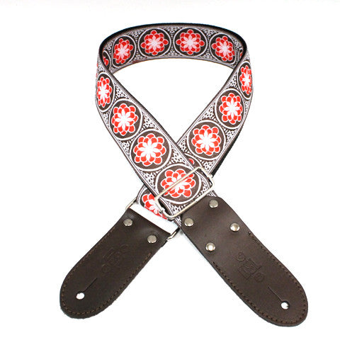 DSL JAC20 Guitar Strap - Red Flower - Pedal Empire