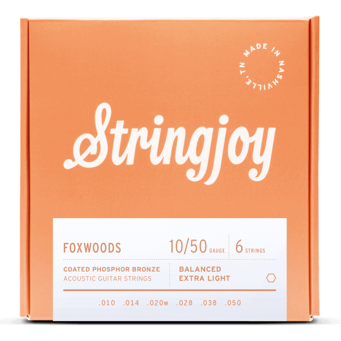 Stringjoy Foxwoods - Extra Light Gauge (10-50) Coated Phosphor Bronze Acoustic Strings