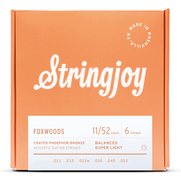 Stringjoy Foxwoods - Super Light Gauge (11-52) Coated Phosphor Bronze Acoustic Strings
