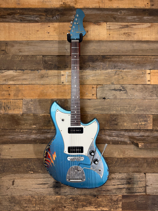 Novo Guitars Serus J Electric Guitar - Lake Placid Blue Over 64 Sunburst - Light Distress