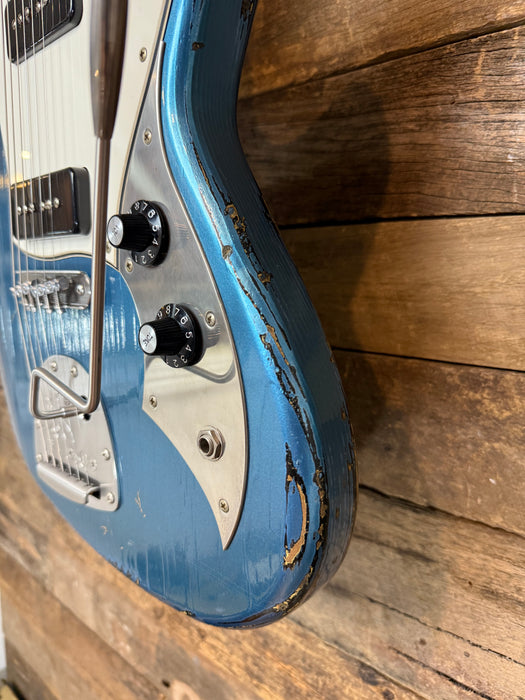 Novo Guitars Serus J Electric Guitar - Lake Placid Blue Over 64 Sunburst - Light Distress