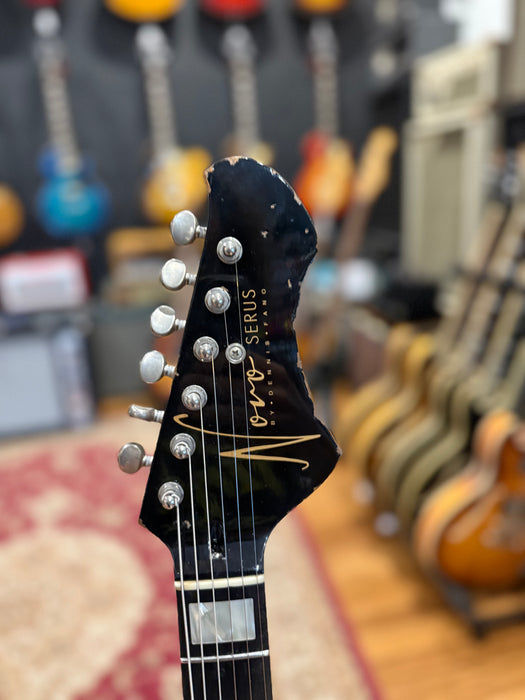 Novo Guitars Serus J Custom Electric Guitar - Uffington Burst- Medium Distress - Block Inlays