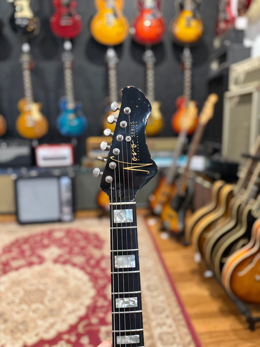 Novo Guitars Serus J Custom Electric Guitar - Uffington Burst- Medium Distress - Block Inlays