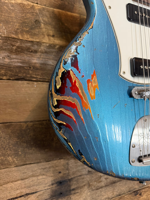 Novo Guitars Serus J Electric Guitar - Lake Placid Blue Over 64 Sunburst - Light Distress