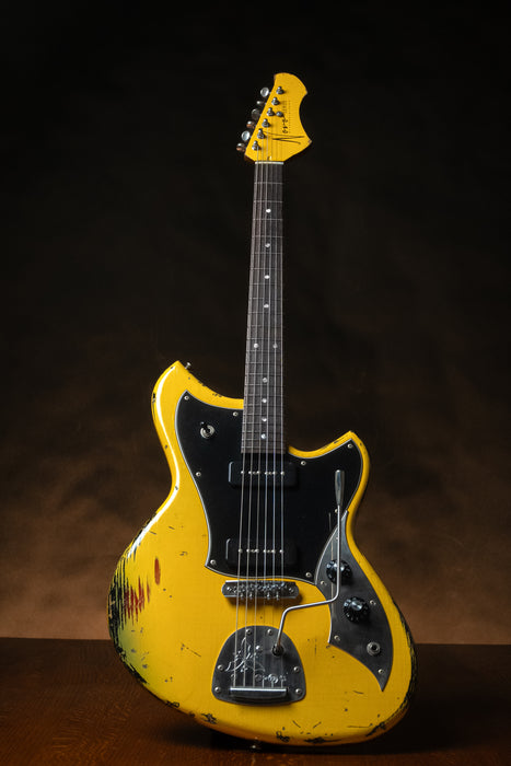 Novo Guitars Serus J Electric Guitar - Graffiti Yellow Over 64 Sunburst - Light Distress