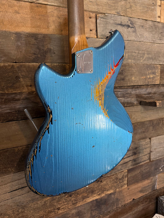 Novo Guitars Serus J Electric Guitar - Lake Placid Blue Over 64 Sunburst - Light Distress