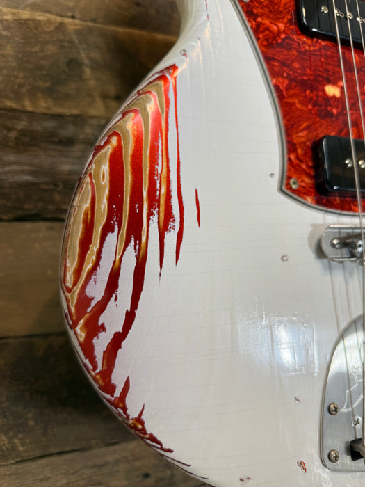 Novo Guitars Serus J Electric Guitar - Olympic White Over Candy Apple Red - Light Distress