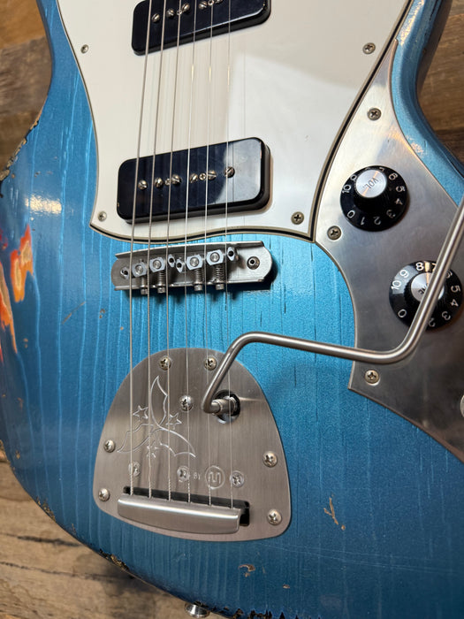 Novo Guitars Serus J Electric Guitar - Lake Placid Blue Over 64 Sunburst - Light Distress