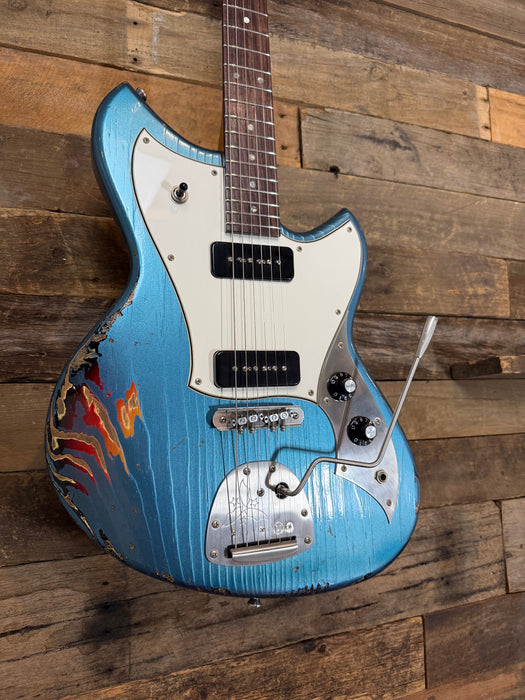 Novo Guitars Serus J Electric Guitar - Lake Placid Blue Over 64 Sunburst - Light Distress
