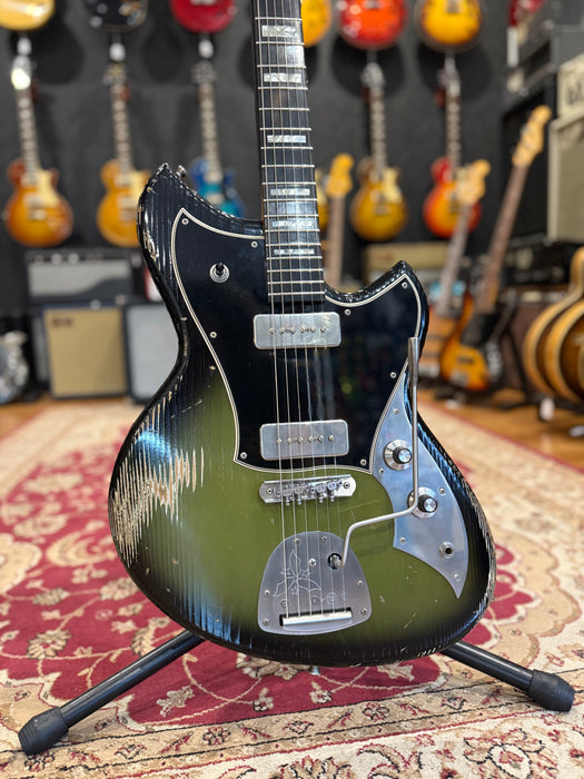 Novo Guitars Serus J Custom Electric Guitar - Uffington Burst- Medium Distress - Block Inlays