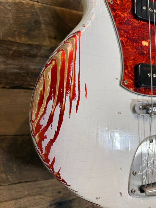 Novo Guitars Serus J Electric Guitar - Olympic White Over Candy Apple Red - Light Distress