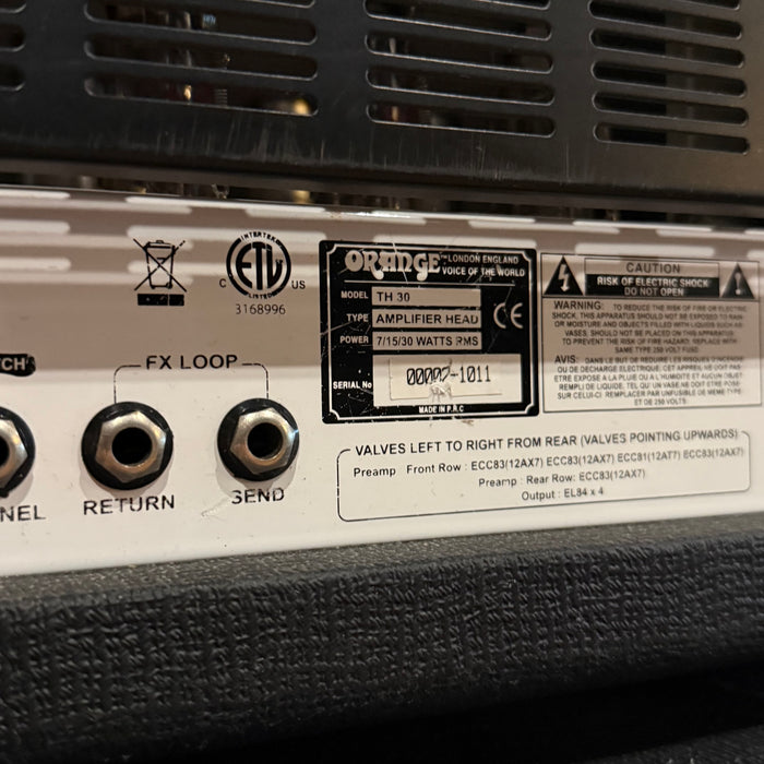 Second Hand Orange TH30 Twin Channel Head - Black Tolex