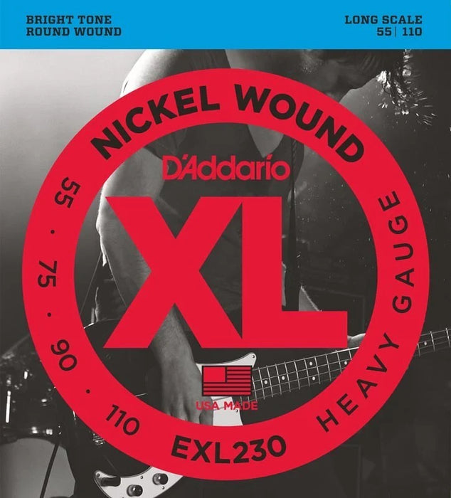 D'addario XL 55-110 Nickel Wound Long Scale Bass Guitar Strings (EXL230)