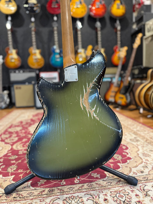Novo Guitars Serus J Custom Electric Guitar - Uffington Burst- Medium Distress - Block Inlays