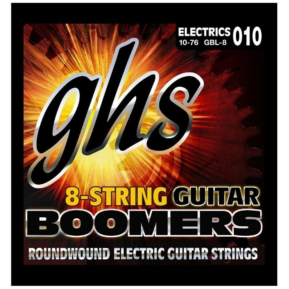 GHS Boomers 8 String GBL8 Light Roundwound Electric Guitar Strings 10