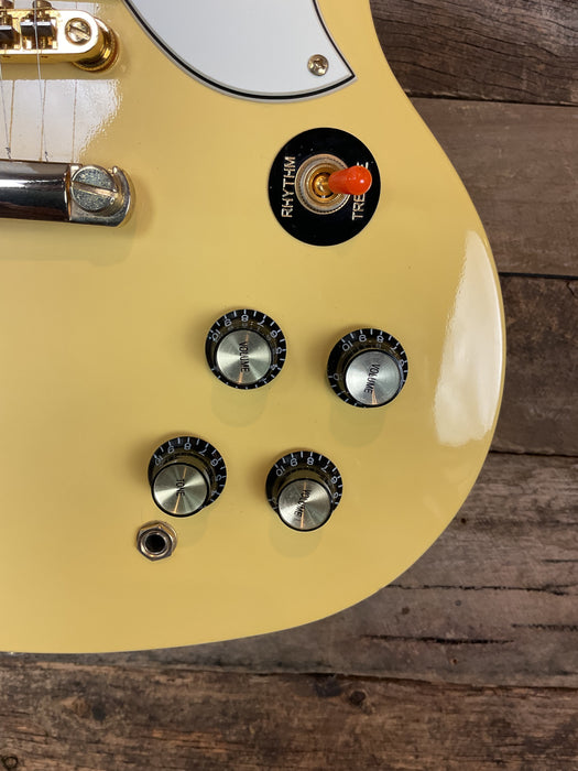 Second Hand Epiphone Custom Antique Ivory Triple Humbucker G-400 w/ Case
