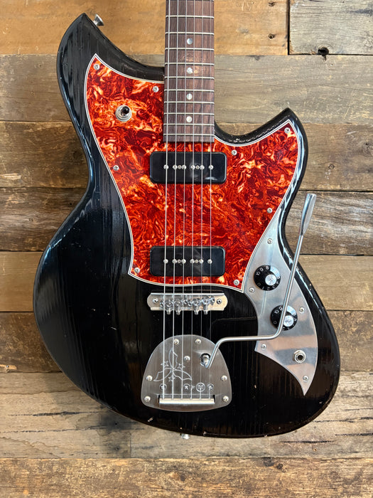 Novo Guitars Serus J Electric Guitar - Bull Black- Light Distress - Tortoise Guard