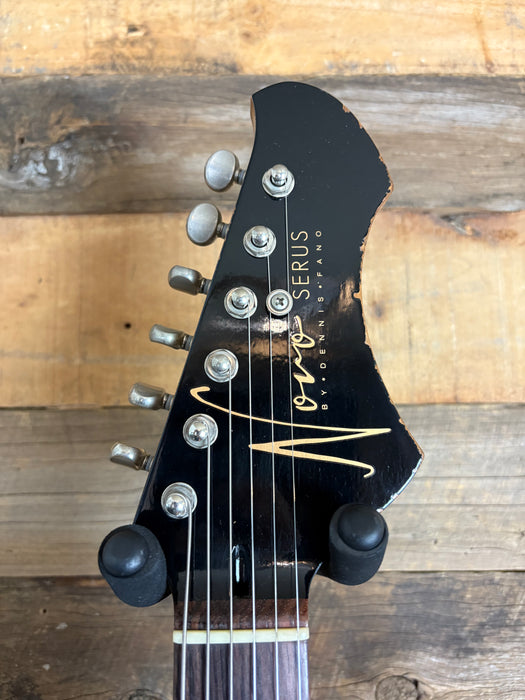 Novo Guitars Serus J Electric Guitar - Bull Black- Light Distress - Tortoise Guard