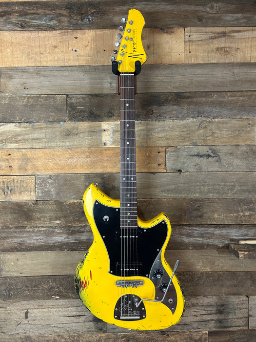 Novo Guitars Serus J Electric Guitar - Graffiti Yellow Over 64 Sunburst - Light Distress
