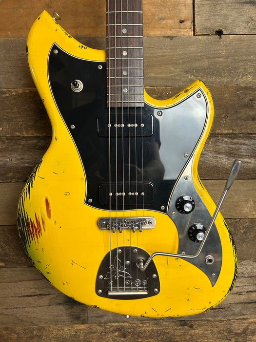 Novo Guitars Serus J Electric Guitar - Graffiti Yellow Over 64 Sunburst - Light Distress