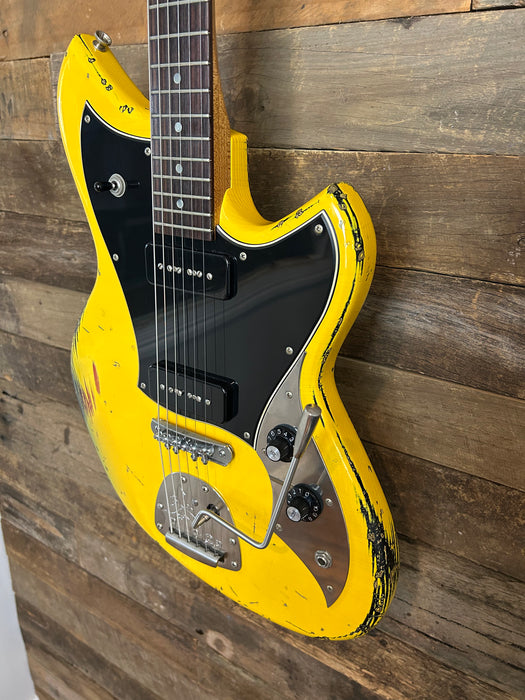 Novo Guitars Serus J Electric Guitar - Graffiti Yellow Over 64 Sunburst - Light Distress
