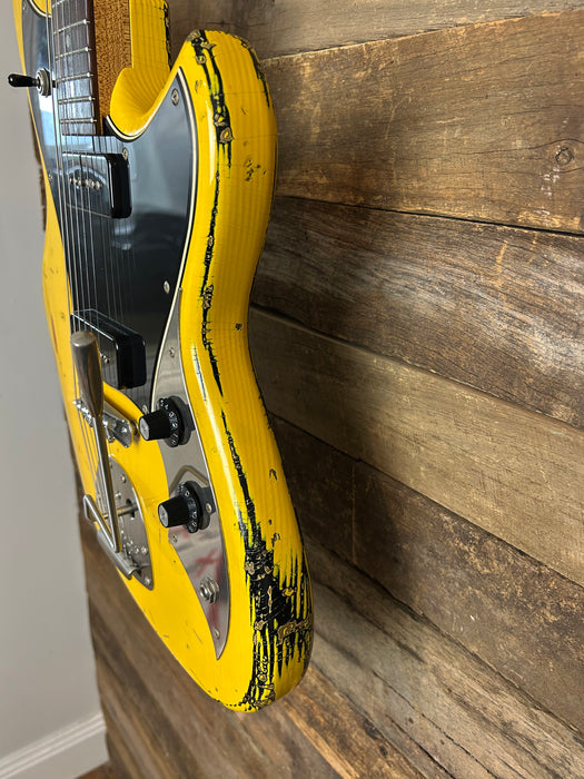Novo Guitars Serus J Electric Guitar - Graffiti Yellow Over 64 Sunburst - Light Distress
