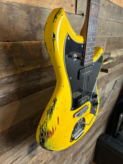 Novo Guitars Serus J Electric Guitar - Graffiti Yellow Over 64 Sunburst - Light Distress