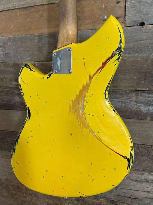 Novo Guitars Serus J Electric Guitar - Graffiti Yellow Over 64 Sunburst - Light Distress