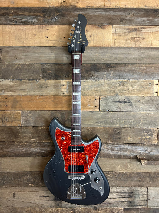 Novo Guitars Serus J Electric Guitar - Charcoal Frost  - 4-Ply Tortoise Shell - Light Distress- Block Inlays