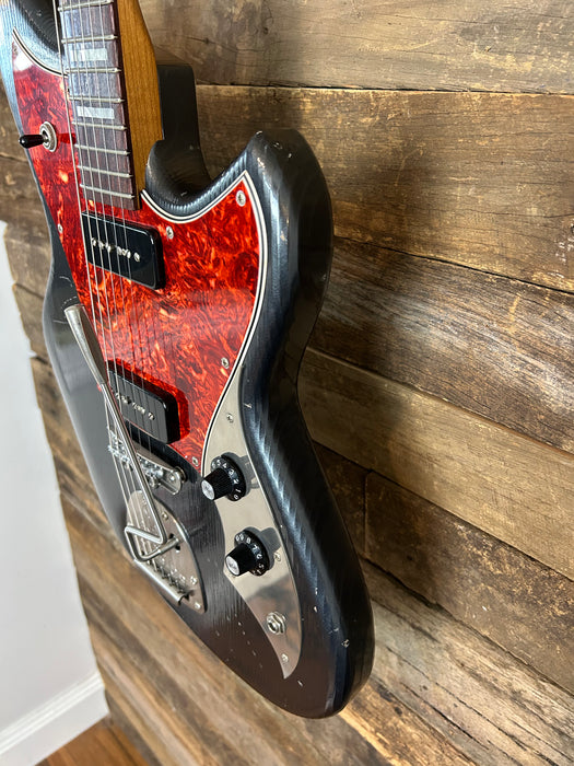 Novo Guitars Serus J Electric Guitar - Charcoal Frost  - 4-Ply Tortoise Shell - Light Distress- Block Inlays