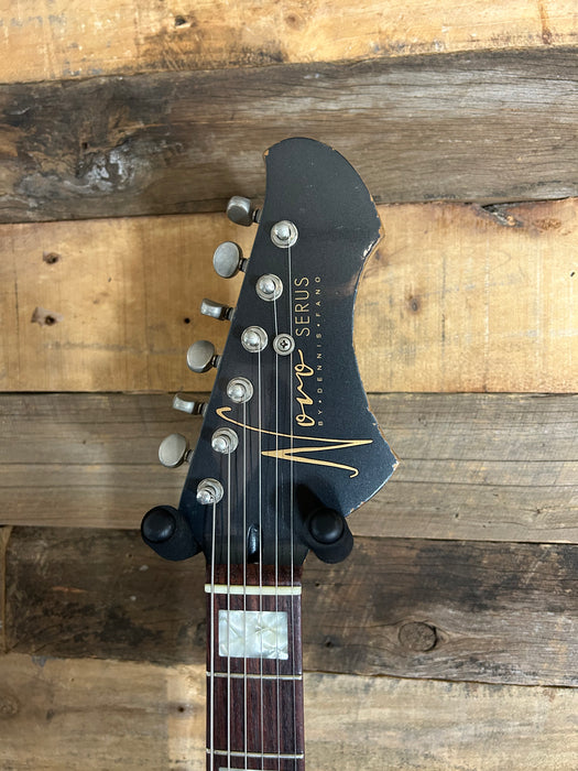 Novo Guitars Serus J Electric Guitar - Charcoal Frost  - 4-Ply Tortoise Shell - Light Distress- Block Inlays