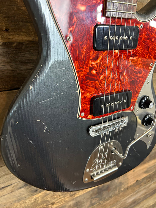 Novo Guitars Serus J Electric Guitar - Charcoal Frost  - 4-Ply Tortoise Shell - Light Distress- Block Inlays