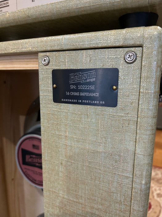 Benson Vincent 30w Head, matching 2x12 Cab and Tall Bird+ in custom Robins Egg.