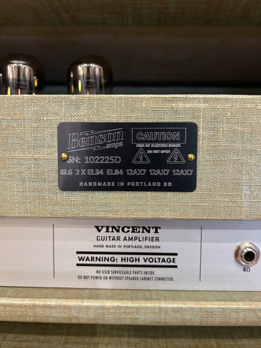 Benson Vincent 30w Head, matching 2x12 Cab and Tall Bird+ in custom Robins Egg.