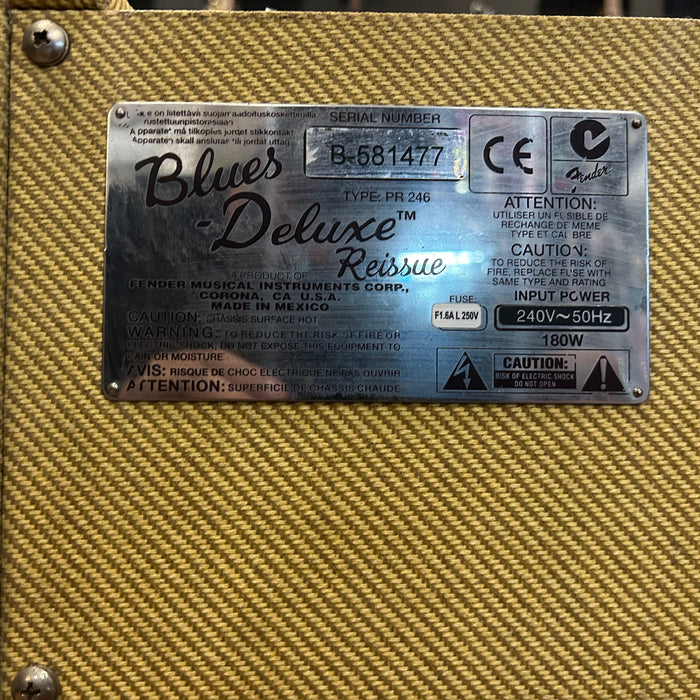 Second Hand Fender Blues Deluxe Re-issue Combo Amplifier - Modded to take 6V6