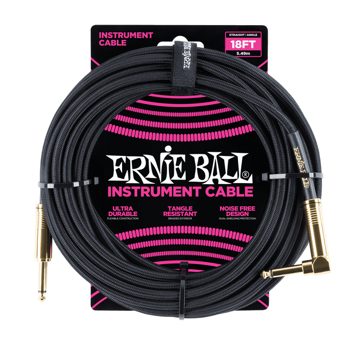 Ernie Ball 18ft Braided ST/RA- Black