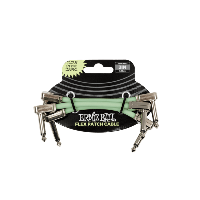 Ernie Ball 3 Inch Flex Patch Cable (3 Pack)- Glow In The Dark