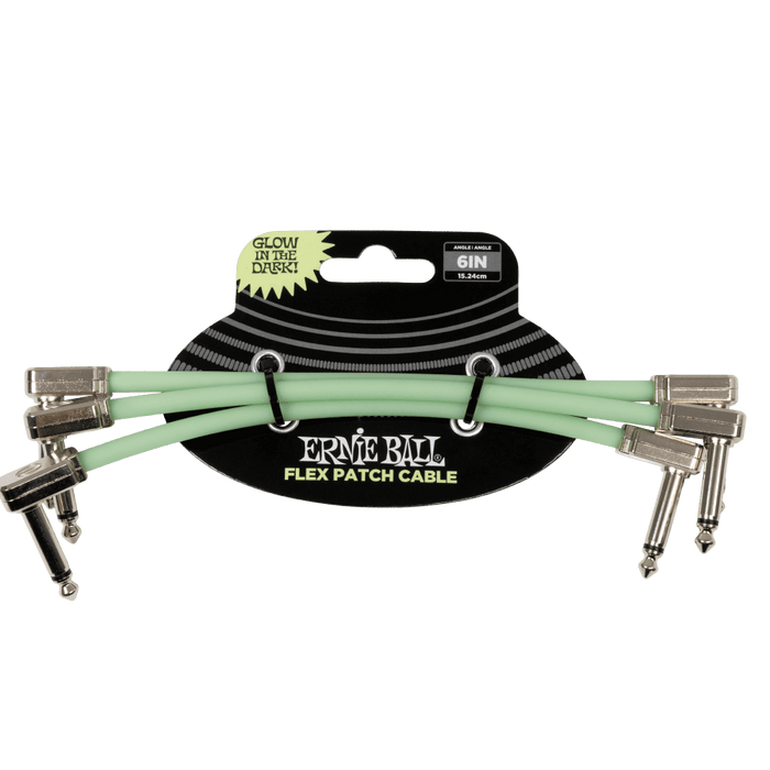Ernie Ball 6 Inch Flex Patch Cable (3 Pack)- Glow In The Dark