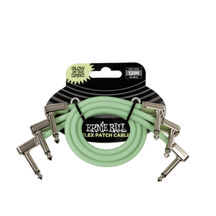 Ernie Ball 12 Inch Flex Patch Cable (3 Pack)- Glow In The Dark