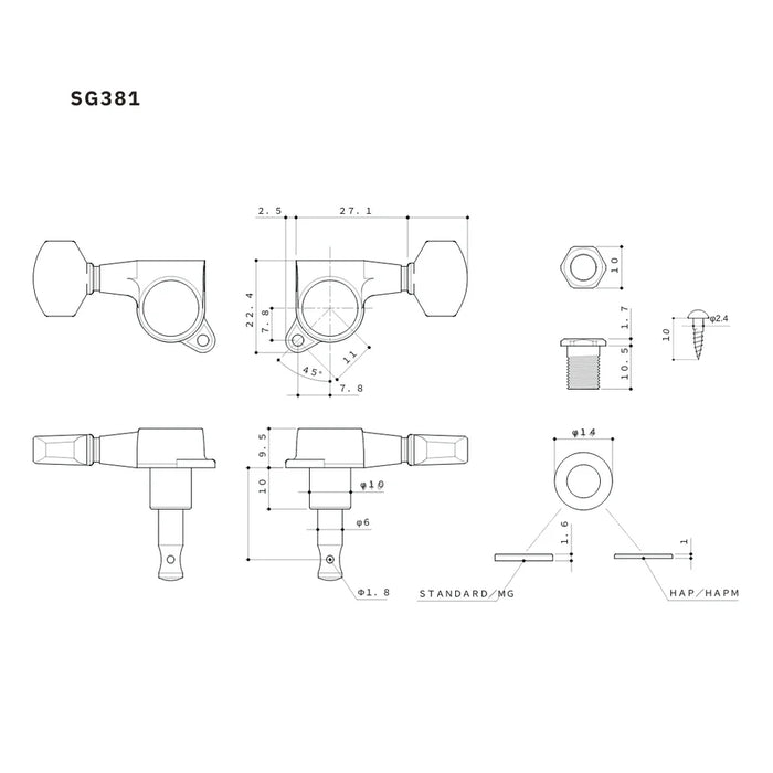 Gotoh 3x3 Mini Keys with Large Buttons SG381- Chrome