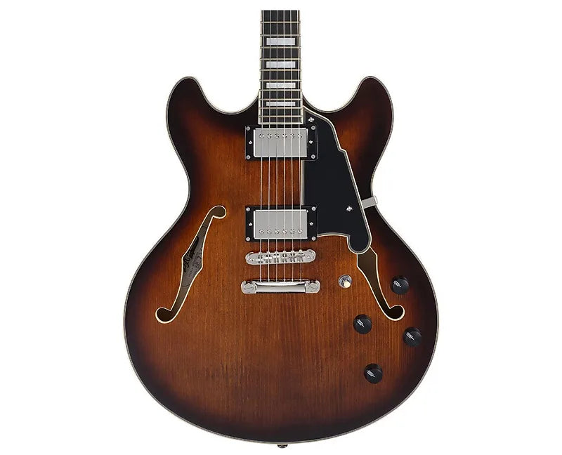 D'Angelico Premier Mini DC Semi-Hollow Guitar (Brown Burst)