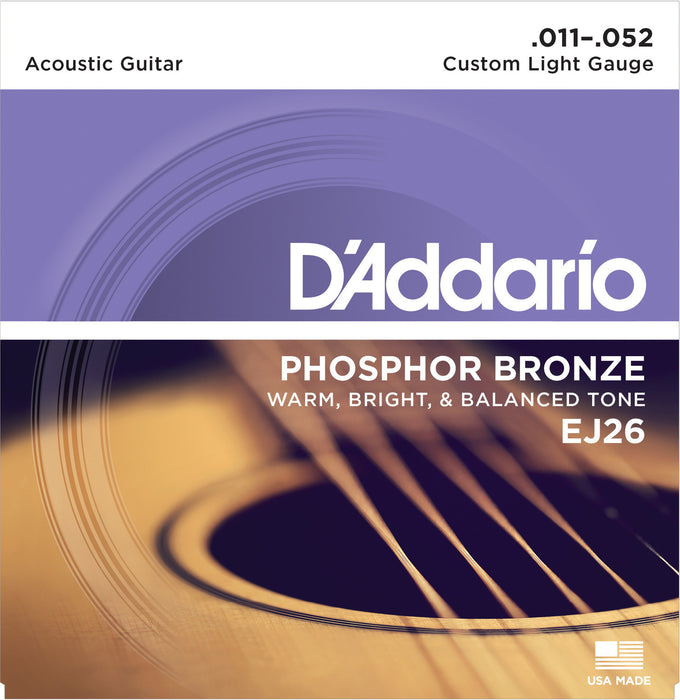 D'Addario Phosphor Bronze 11-52 Acoustic Strings (EJ26) - Pedal Empire